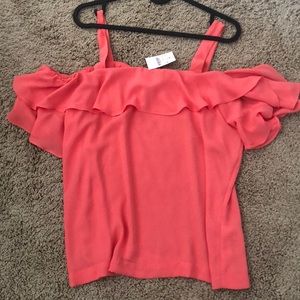 JCrew off-shoulder top, coral never worn